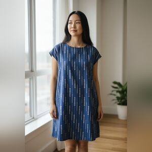 Stylish Blue and Gold Midi Dress